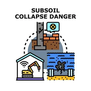 Subsoil collapse danger preventing construction engineering problems Stock Illustration