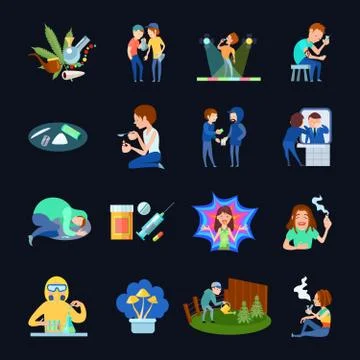 Substance Use Images Set Stock Illustration
