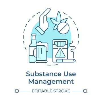 Substance use management soft blue concept icon Stock Illustration