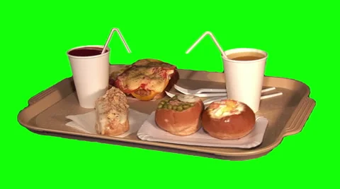 Substantial dinner on tray - sandwiches, éclair, juice Stock Footage 48164726