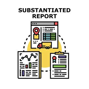 Substantiated report concept with business data analysis Stock Illustration