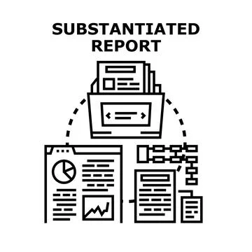 Substantiated report concept for data analysis and research Stock Illustration