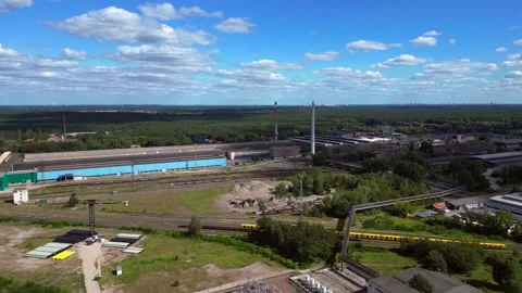 Substation distributing electricity close to forest. Great aerial view flight Vídeo Stock 315640996