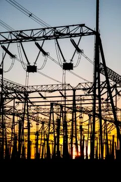Substation in the evening Stock Photos