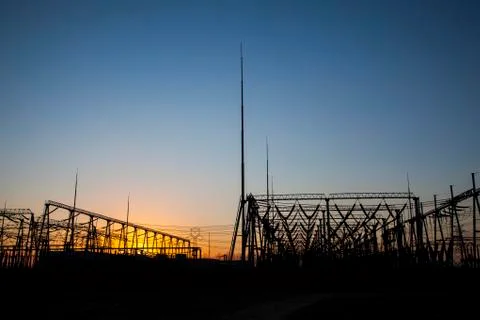 Substation in the evening Stock Photos
