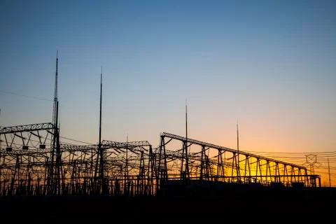 Substation in the evening Stock Photos