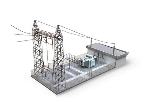 Substation isolated on white background Stock Illustration