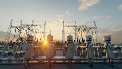 Substations and high-voltage lines of the State Grid Stock Footage 288078241