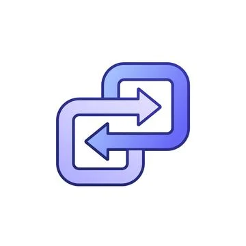 Substitute, replace icon with arrows, outlined color design Stock Illustration
