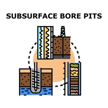 Subsurface bore pits exploring ground geology concept Ilustração Stock