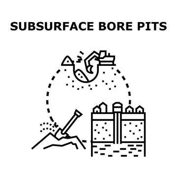 Subsurface bore pits locating underground water engineering Stock Illustration
