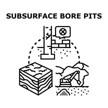 Subsurface bore pits for soil testing and research Ilustração Stock