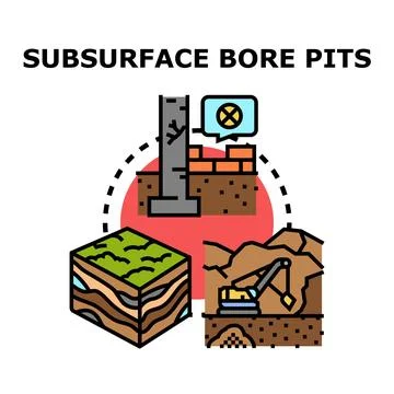Subsurface bore pits for soil testing and research Ilustração Stock