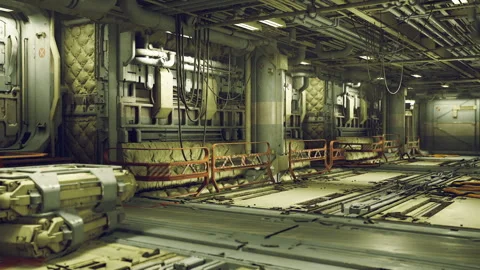 Subsurface engine room filled with powerful machines and intricate setups Stock Footage 343626406