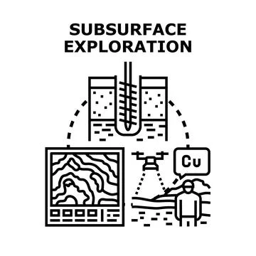 Subsurface exploration process for mineral resource prospecting Stock Illustration