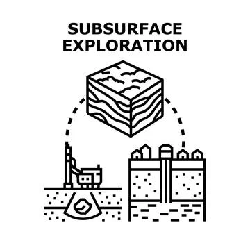 Subsurface exploration for underground resources and geology study Stock Illustration