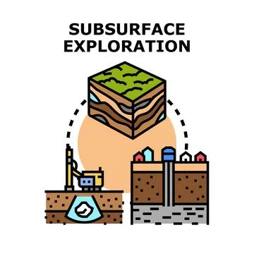Subsurface exploration for underground resources and geology study Stock Illustration