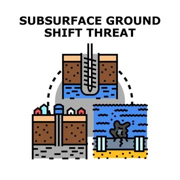 Subsurface ground shift threat illustrating geological hazard concepts 스톡 일러스트