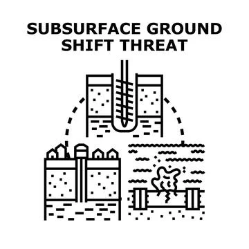 Subsurface ground shift threat illustrating geological hazard concepts Stock Illustration