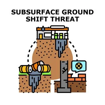 Subsurface ground shift threat, natural disaster risk 스톡 일러스트
