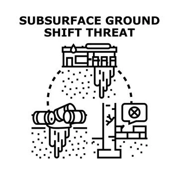 Subsurface ground shift threat, natural disaster risk 스톡 일러스트