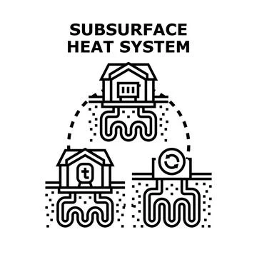 Subsurface heat system vector illustration geothermal energy concept Stock Illustration