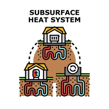 Subsurface heat system vector illustration geothermal energy concept Stock Illustration