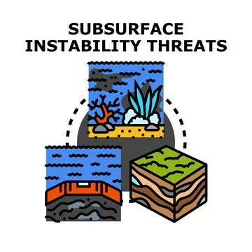 Subsurface instability threats causing environmental damage concept Stock Illustration