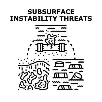 Subsurface instability threats causing environmental pollution Stock Illustration