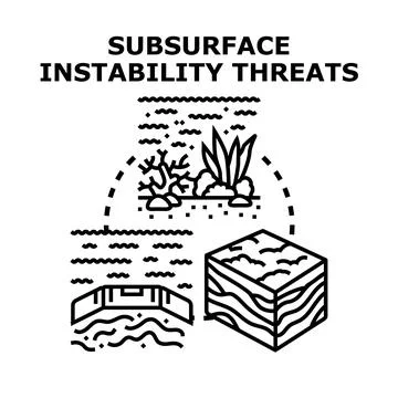 Subsurface instability threats causing environmental damage concept Stock Illustration