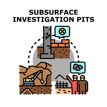 Subsurface investigation pits for construction foundation safety Illustrazione stock
