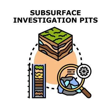 Subsurface investigation pits evaluating ground composition Stock Illustration