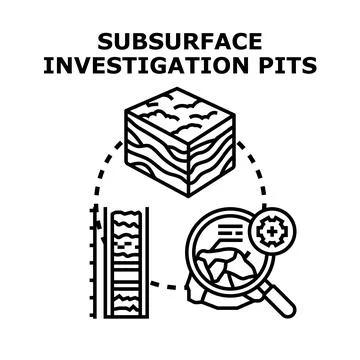 Subsurface investigation pits evaluating ground composition Stock Illustration
