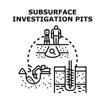 Subsurface investigation pits geotechnical engineering study Illustrazione stock