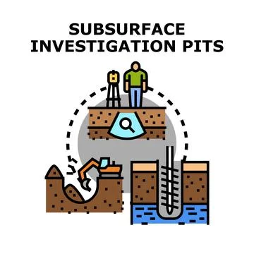 Subsurface investigation pits geotechnical engineering study Stock Illustration