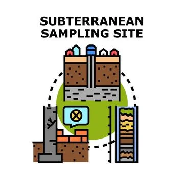 Subterranean sampling site exploring ground contamination and engineering c.. Stock Illustration