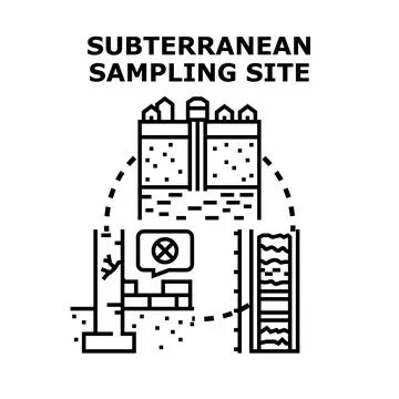 Subterranean sampling site illustration depicting ground surveying. Environme イラスト素材