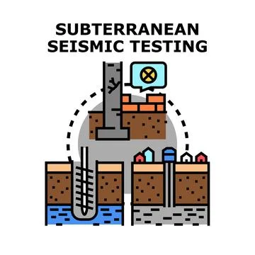 Subterranean seismic testing for ground stability engineering Stock Illustration