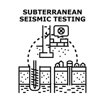 Subterranean seismic testing for ground stability engineering Illustrazione stock