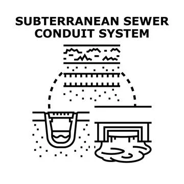 Subterranean sewer drainage system planning and engineering Stock Illustration