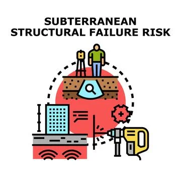 Subterranean structural failure risk assessment and analysis Illustrazione stock