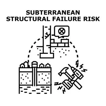 Subterranean structural failure risk prevention concept Illustrazione stock