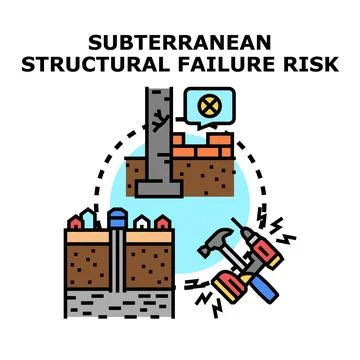 Subterranean structural failure risk prevention concept Illustrazione stock