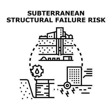 Subterranean structural failure risk in urban building infrastructure Illustrazione stock