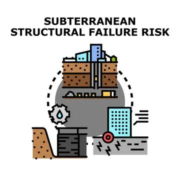 Subterranean structural failure risk in urban building infrastructure Stock-Illustration