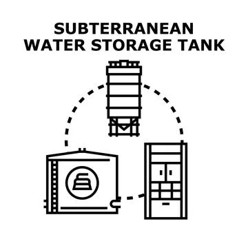 Subterranean water storage tank system infrastructure concept Stock Illustration
