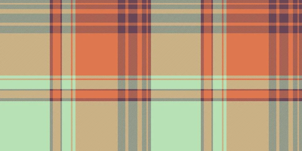 Subtle autumnal plaid pattern in muted orange, beige, and mint green.  Perfec Illustrazione stock