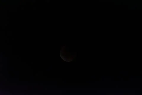 Subtle Beauty of a Partial Lunar Eclipse in the Vast Night Sky Stock Photos