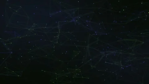 Subtle blue and green points and lines slowly shift over a nearly black fie.. Stock Footage 347387856