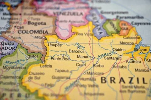 Subtle Blurred World Map Focus on Barcelos with Soft Defocused Background Stock Photos
